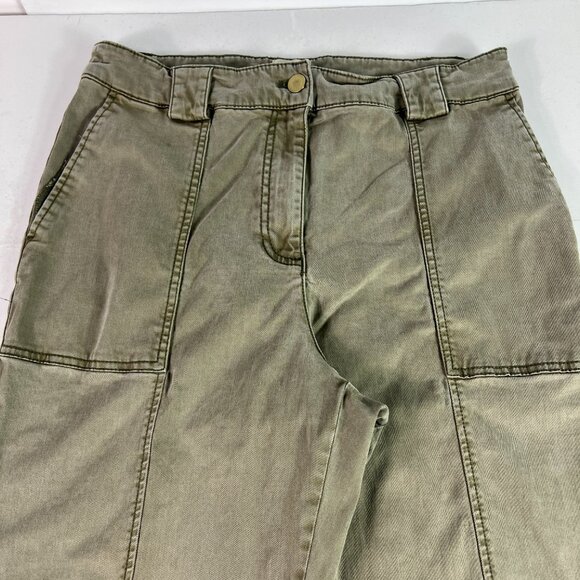 Joie Pants Women's 32x26* High Rise Front Seam Crop Green Stretch Chinos Tag L - Picture 2 of 16